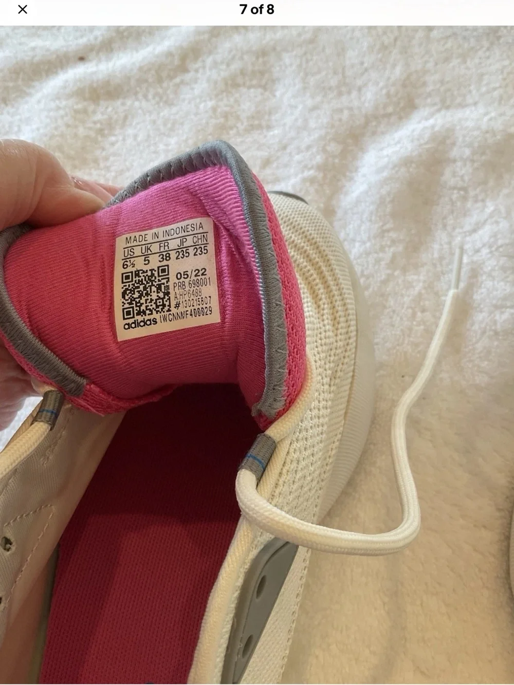 adidas Women's Cream Sneakers with Pink and Blue Accents